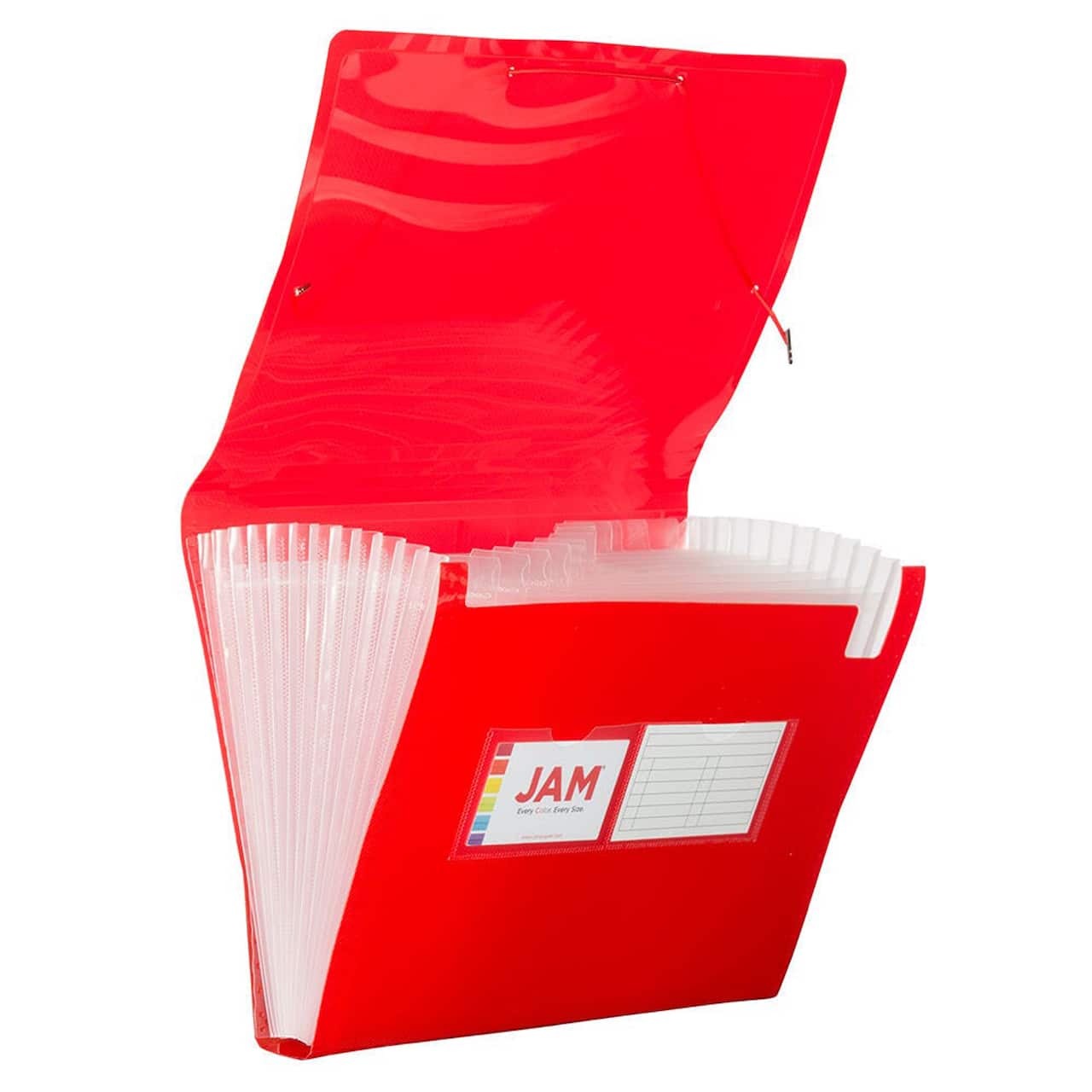 JAM Paper 9" x 13" Red Plastic 13 Pocket Expanding Accordion File Folder, 2ct.
